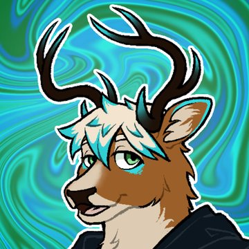 Portrait of Glyph on a marbled teal background